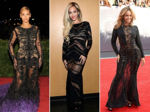
	
	Beyoncé rất thích những trang phục xuyên thấu có thể khoe được đường cong gợi cảm của cơ thể.